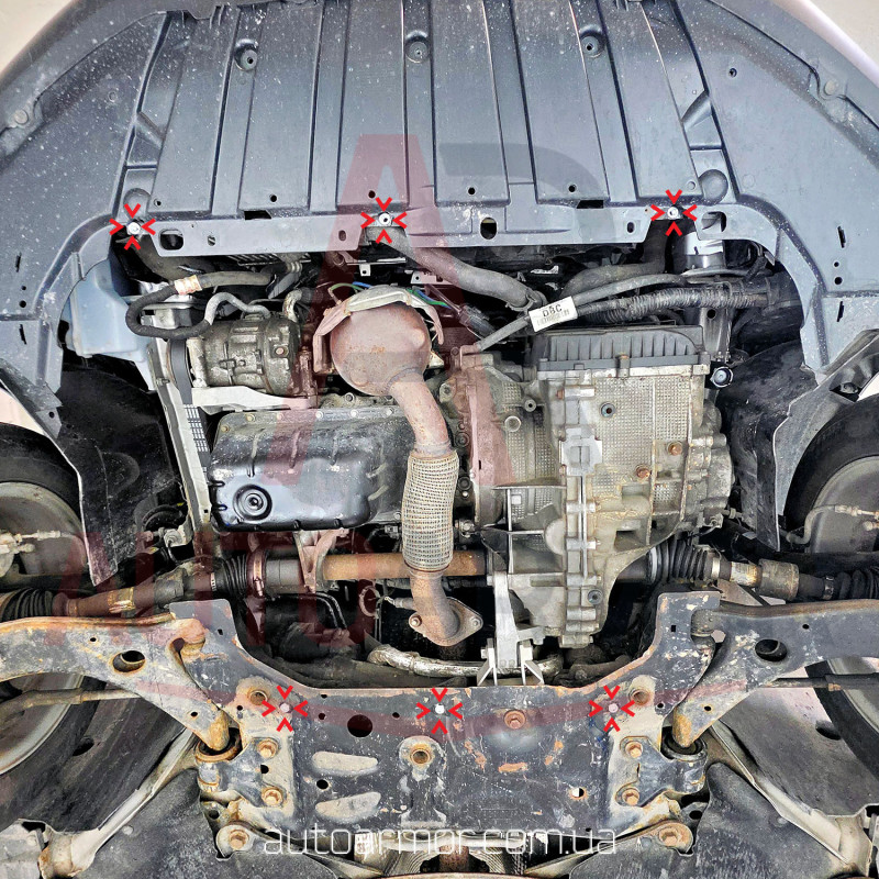 Захист двигуна Ford C-Max II (2009-2019) зверху пильовика Двигун: всі, [захищає Радіатор, Двигун, КПП] - ТИТАН (Є на складі, 2мм!)