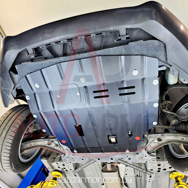Захист двигуна Ford Fiesta VI (2008-2019) з бок. крилами Двигун: крім 1.0L, [захищає Двигун та КПП] - ТИТАН (Є на складі, 2мм!)