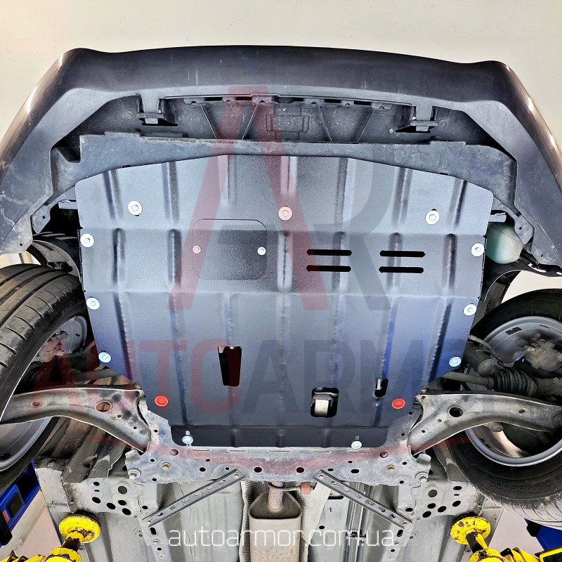 Захист двигуна Ford Fiesta VI (2008-2019) з бок. крилами Двигун: крім 1.0L, [захищає Двигун та КПП] - ТИТАН (Є на складі, 2мм!)