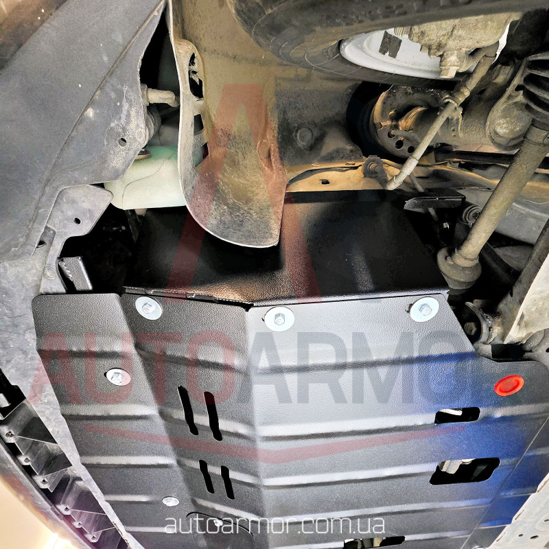 Захист двигуна Ford Fiesta VI (2008-2019) з бок. крилами Двигун: крім 1.0L, [захищає Двигун та КПП] - ТИТАН (Є на складі, 2мм!)