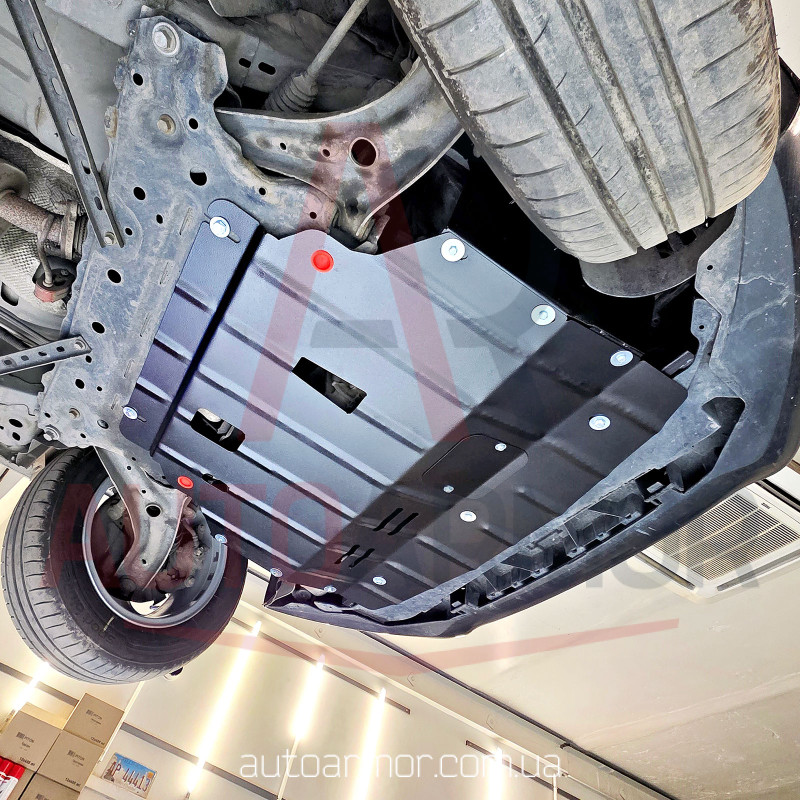 Захист двигуна Ford Fiesta VI (2008-2019) з бок. крилами Двигун: крім 1.0L, [захищає Двигун та КПП] - ТИТАН (Є на складі, 2мм!)
