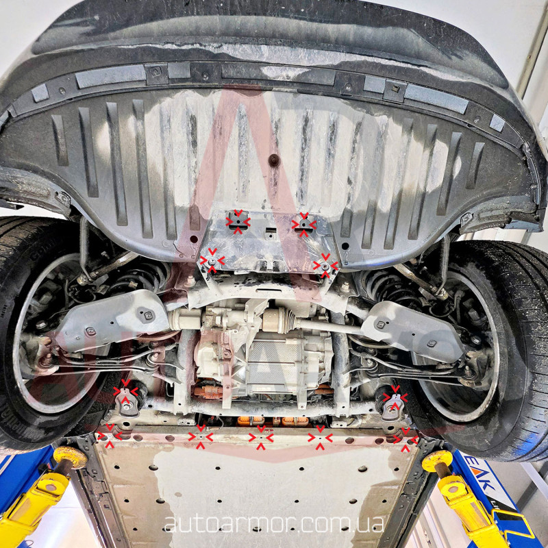 Захист двигуна Audi Q4 E-tron (2021+) Двигун: всі, [захищає Двигун Задній] - ТИТАН (Є на складі, 2мм!)