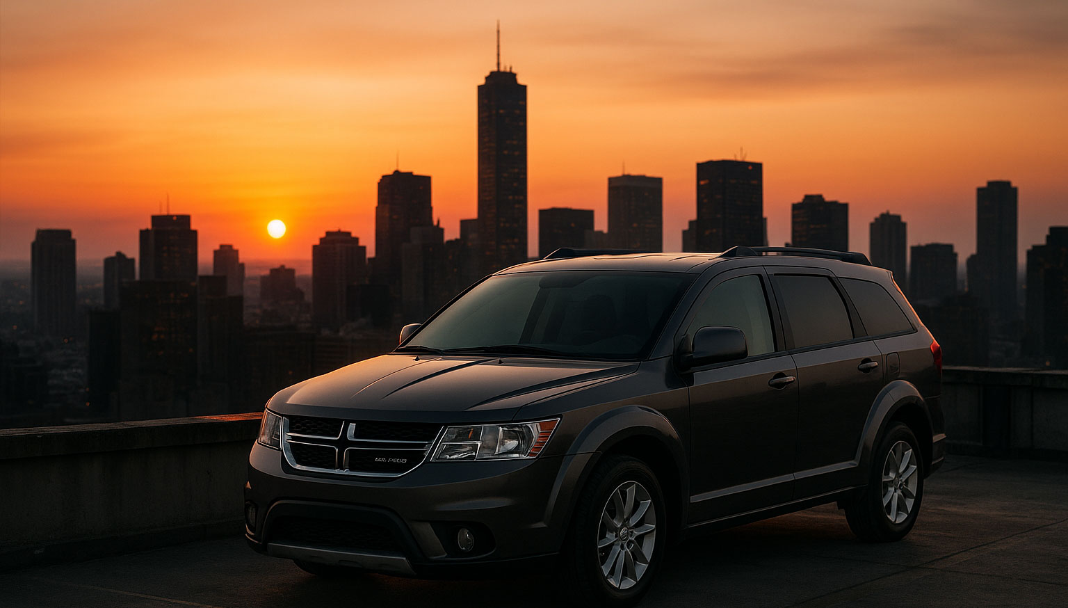 Dodge Journey на даху хмарочоса